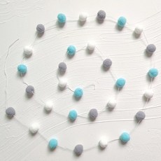 셀레네 마카롱 폼폼 가랜드 one size, 그레이 블루, 2개