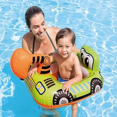 【Rising】INTEX 兒童造型泳圈 消防車泳圈 挖土機泳圈 飛機泳圈 水上坐圈 兒童泳圈 兒童坐圈, 挖土機, 1個