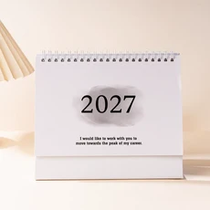 2027년 새 책상 달력 3가지 사이즈(소형 중형 대형) 영어 달력 책 연간 할 일 목록 월간 일일 플래너 시간, 1개, 13 M-Gray