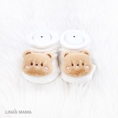 리나스마마 [출산선물] 큐티 곰 오가닉 아이보리 아기양말