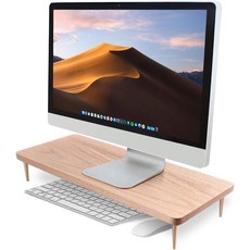 크래프트 키티 모니터 스탠드 4개의 USB 포트가 있는 우드 라이저 미국 호두 데이터 전송 충전 허브가 컴퓨터 - Mac PC 스마트폰과 호환 20.5*8.3인치, 100% Red Oak
