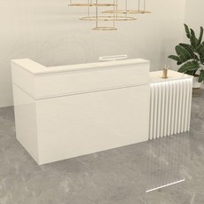 템바보드 테이블 ㄱ자 인포메이션 안내데스크 프론트, 240x60x100cm, 퓨어화이트 우측