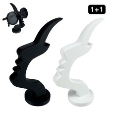 루베이 내구성 PLA 안경 거치대 미끄럼 방지 고정 추상적인 얼굴 디자인 안경/선글라스, 2개, 블랙+흰색