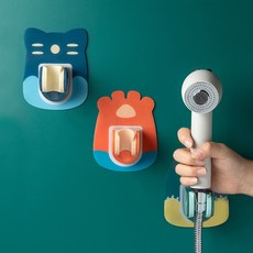 무타공 샤워기부속 흡착거치대, 그린