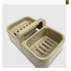 2칸 손잡이 빨래 비눗 갑 각 큰 플라스틱 비누 받침 청소용 수세미 물빠짐 보관대, 1개