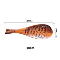 日式楠木飯勺盛飯不粘米家用高檔實木飯鏟子魚形木質勺子廚房好物, 1個, 咖啡色