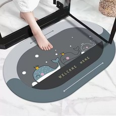 반려동물 미끄럼방지매트 초흡수성 건조 급식 고양이, 1개, 세 마리 돌고래 타원형, 60x90.2cm