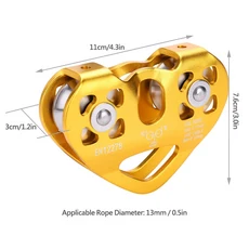 30KN 등반용 풀리 더블 짚라인 케이블 12-13mm 로프에 적합, 01 금