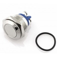 19mm 플랫형 방수 금속 푸시버튼 스위치 - DC 12V 3A - IP65 / 알루미늄 합금 / 순간형 (언락형)