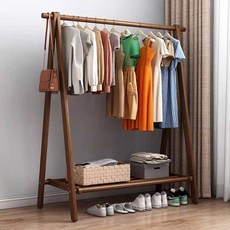 수납 행거 원목 옷걸이 스탠드 옷 원룸 옷방 바지걸이 호두색, 2단/120cm/나무색