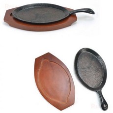 시즈닝 완료 손잡이 통주물 생선구이 스테이크 철판 무쇠팬 주물팬 목판 세트 6호 7호 8호 9호 (Araium)