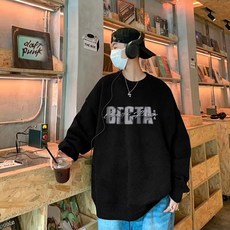 투니스 남성 라운드넥 프린팅 루즈핏 긴소매 스웨터