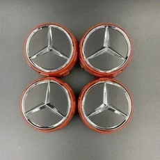 호환 A0004000900 4 개 75mm 차량 허브 캡 A45 CLA45 C63 GLA45 G63 엠블럼 차량 휠 센터 커버 장식, 03 주황색