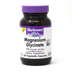 Bluebonnet 甘胺酸鎂 400mg植物膠囊 無麩質, 60顆, 1罐
