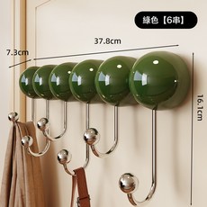 DFMEI 吸盤掛鉤家用免打孔衣服帽子收納架中古風強力排鉤掛衣鉤置物架, 1個, 中古綠6鉤款:如圖