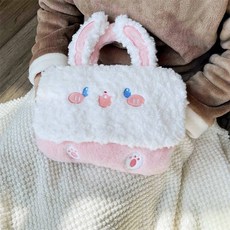 充電式熱水袋 防爆暖水袋 宿舍取暖專用, 提手款-粉色兔子【單獨布套】