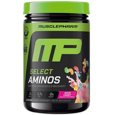 MusclePharm Select Amino's EAA + BCAAs 운동 후 필수 아미노산 파우더 전 에너지 보충제 분지 사슬 아미노산이 함유된 남성 및 여성용 30회, 1개