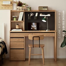 오크 원목 신축 책상 1.2미터 사무용 책상 가정용 학습 책상, 원목색