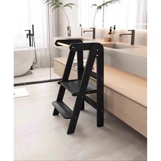 도다도다 러닝 타워 키친 접이식 오크 아기러닝타워 높이조절 사다리 손씻기 보조계단 아기계단, 블랙 스타일