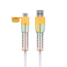 UMUST 충전기 케이블 랩 보호기 Type C/USB A용 코일이 있는 실리콘 커버 데이터 플러그 보호기 액세서리, Colorful a to c, 1개