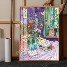 뭉시크 보석십자수 원형 패브릭형 파스텔 퍼플 무드, 60 x 80cm, 1개