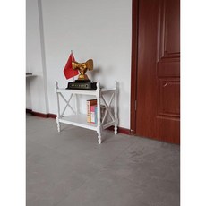 美式鄉村復古實木書架 客廳儲物收納展示架, 2層全實木白色70長