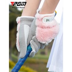 PGM 女士高爾夫手套 加絨加厚仿兔毛保暖雙手整裝, 1個, ST033-黑色,20, 黑色