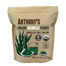 앤서니 유기농 클로렐라 분말 8 oz 비 GMO 프리 Anthony's Organic Chlorella Powder 8 oz Non GMO Gluten Free Br, 1개