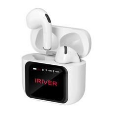 아이리버 오픈형 무선 블루투스 6.0 이어폰 IB-ZX1 LCD 터치스크린 타이머설정 카메라셔터 이어폰찾기 음향 효과 설정, 화이트
