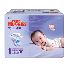 하기스 NEW 맥스드라이 밴드형 기저귀 남녀공용 대형 4단계(10~14kg), 1단계, 68매