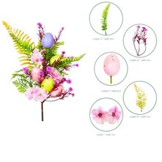 부활절 장식 인공 계란 꽃 지점 DIY 부케 행복한 부활절 거품 계란 나뭇 가지 룸 테이블 장식품, 02 Color 5