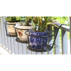 베란다 화분걸이 3개 원형 다육이 테라스 진열대 화분 랙, 블랙  3개입