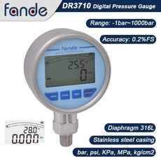FANDESENSOR 압력 게이지 정확도 0.2% 압력계 스테인리스 스틸 LCD 백라이트 디스플레이 오일 물 연료용, 0-400Kpa, NPT1-2