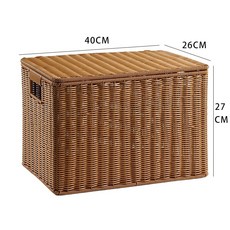 대용량 뚜껑 라탄수납함 바구니 등나무 바스켓 정리함, 플립탑, 브라운 40 x 26x27cm 플립탑