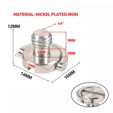 삼각대 1/4 인치-20 카메라 나사 D 링 핸들 퀵 릴리스 스테인레스 스틸 SLR 리그 플레이트 짐벌 모노 포드, 01 빠른  Mainland, 07 Nickel plated iron