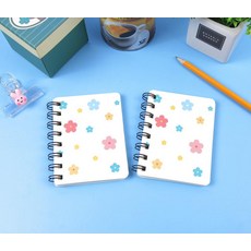 메모 소형 미니 수첩 스프링 꽃모양 휴대용 1P