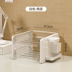 [DIY 높이 조절] 다용도 서랍 정리함/ 튼튼한 사무용 책상 수납함 & 선반, 2단, 수정 투명+화이트