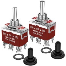 순간 토글 스위치 말리셀 DPDT 6핀ON-오프ON 방수 30A 2V DC 5A 250V AC 해상 헤비 듀티 자동차 보트용 부츠 커버 캡 포함 - 2팩, (ON)-OFF-(ON)-2