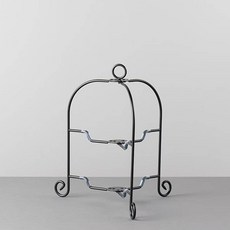 【日本AOYOSHI青芳製作所】可摺疊不鏽鋼雙層點心架-共2色《WUZ屋子》餐具架 下午茶 儀式感 擺盤 摺疊, 黑色, 1個