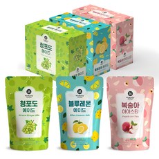 아이스 파우치 음료 3종 묶음 (복숭아/청포도/블루레몬), 190ml, 30개