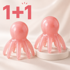 두피 마사지기 문어 괄사 셀프 지압 헤드 마사지 목 어깨 마사지 2개세트, 블러쉬 핑크, 1개