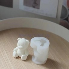 봉제 곰 실리콘 석고 테라피 몰드 동물 크리스마스 케이크 홈 파티 공예 수지 왁스, 색상: 3. D, 1개