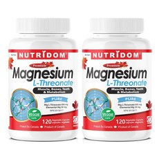 (2병) 뉴트리돔 트레온산 마그네슘 L-트레오네이트 트리오네이트 Magnesium L-Threonate 120베지캡슐 캐나다 직구, 2개, 120정
