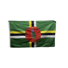 도미니카국기 Dominica flag 90x150cm 폴리에스터 90g 금속 고리 이중 스티치 마감, 1개, GREEN+YELLOW+BLACK+WHITE+RED