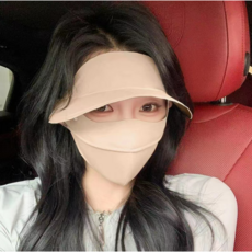 UV 차단 썬캡 마스크 풀페이스 얼굴 보호 대형 챙 통풍 쿨링 야외 골프 낚시 등산 운전 자전거 캠핑 햇빛 가리개, 샌드베이지