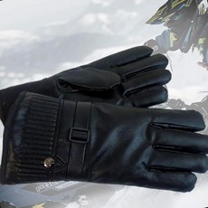 오토바이 라이딩 방한 가죽 장갑 터치 스크린 바이크 겨울 털 주행, EN롱커버 가죽방한장갑(블랙 버터플라이)