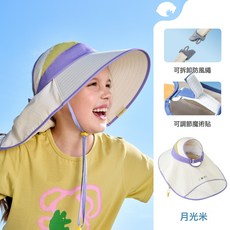 爆檸檬寶寶兒童戶外防曬帽男女童半空頂大帽檐披肩遮陽太陽帽26款