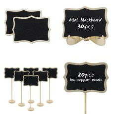 우드 미니 칠판 파티 뷔페 결혼식 테이블 번호 디스플레이 메시지 보드 및 장식을 위한 서포트 이젤 30pcs 라벨 서명