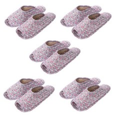 100% 순면 퀼트 면실내화 (5켤레 1세트) 어린이집 슬리퍼 거실화 덧신 유치원 사무실 실내용 천슬리퍼 3, 1개, 70.MF69라벤더_여(5개 1세트)