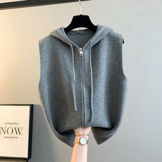 루즈핏 봄가을 빅사이즈 남성 조끼 가을 패션 캐주얼 니트조끼 후드